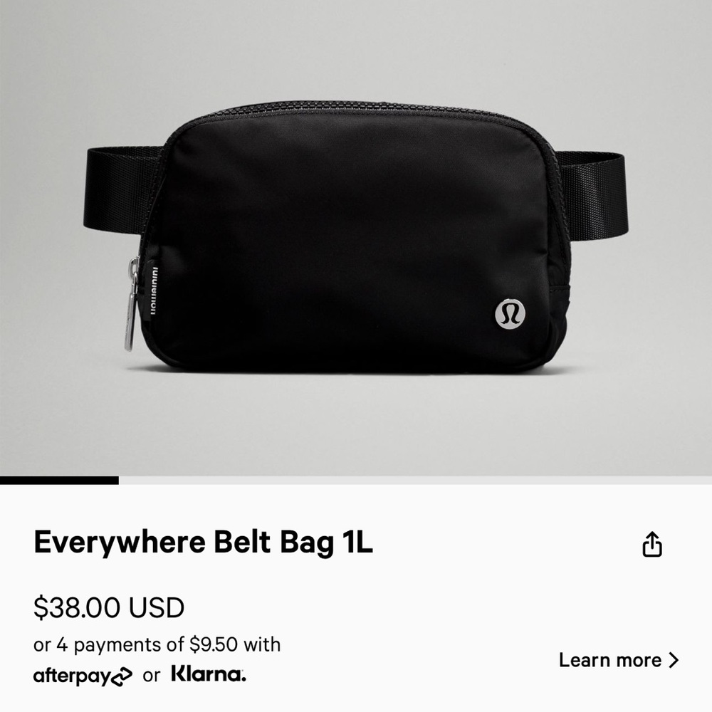 BLACK LULULEMON EVERYWHERE BELT BAG